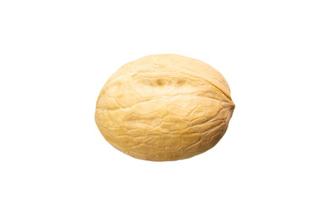 Walnut whole in shell isolated on white background.