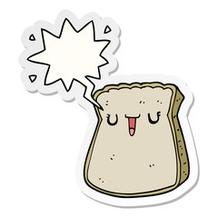 cartoon slice of bread and speech bubble sticker
