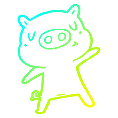cold gradient line drawing cartoon content pig