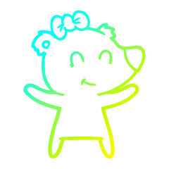 cold gradient line drawing female bear cartoon