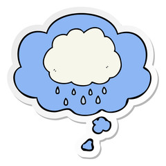 cartoon rain cloud and thought bubble as a printed sticker