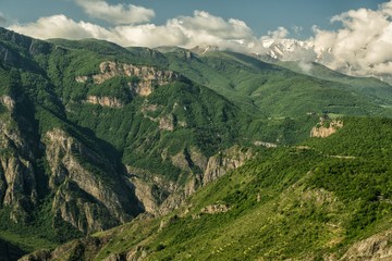 Naklejka premium A beautiful mountain landscape. A delightful spring view. Zangezur Mountains. Armenia.
