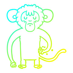 cold gradient line drawing cartoon monkey scratching