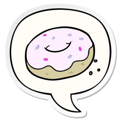 cartoon donut and sprinkles and speech bubble sticker
