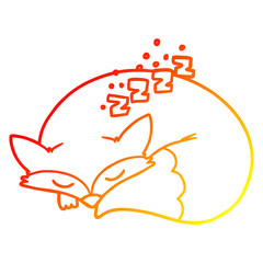 warm gradient line drawing cartoon sleeping fox