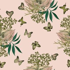 Background of roses. Seamless pattern.