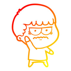 warm gradient line drawing cartoon annoyed man