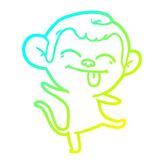 cold gradient line drawing funny cartoon monkey dancing
