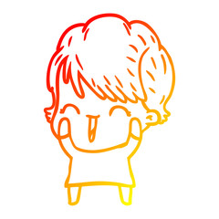 warm gradient line drawing cartoon laughing woman