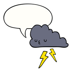 cartoon storm cloud and speech bubble