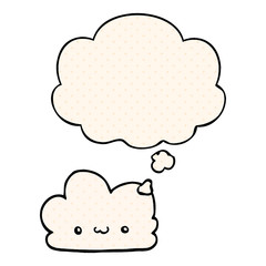 cute cartoon cloud and thought bubble in comic book style