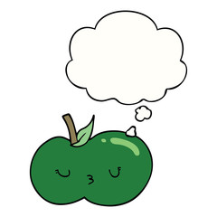cartoon cute apple and thought bubble