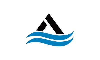 alphabet A and water logo