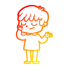 warm gradient line drawing cartoon happy boy
