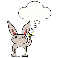 cute cartoon rabbit and thought bubble