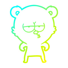 cold gradient line drawing bored polar bear cartoon