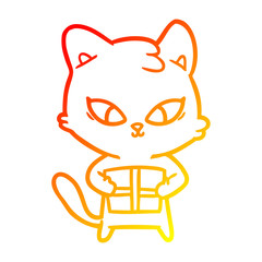 Obraz premium warm gradient line drawing cute cartoon cat