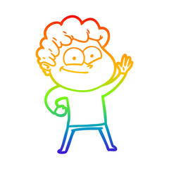 rainbow gradient line drawing cartoon happy man