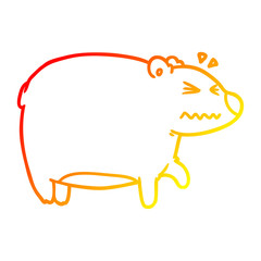 warm gradient line drawing cartoon bear with a sore head