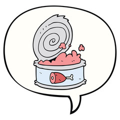 cartoon canned food and speech bubble
