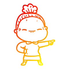 warm gradient line drawing cartoon peaceful old woman
