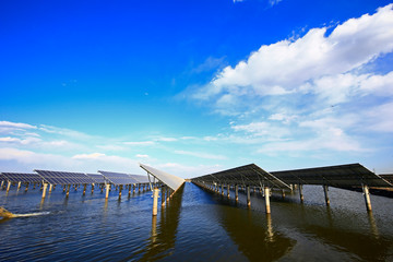 Solar panels on the water