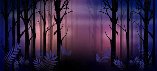 Obraz premium Forest Night Illustration