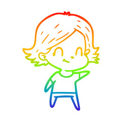rainbow gradient line drawing cartoon friendly girl