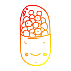 warm gradient line drawing cartoon pill