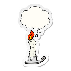 cartoon candle and thought bubble as a printed sticker