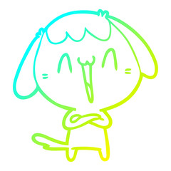 cold gradient line drawing cute cartoon dog