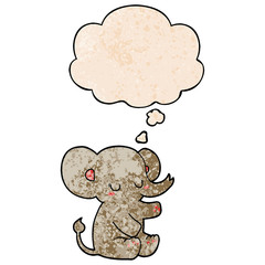 cartoon elephant and thought bubble in grunge texture pattern style