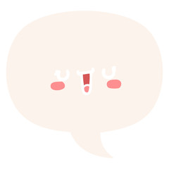 happy cartoon face and speech bubble in retro style