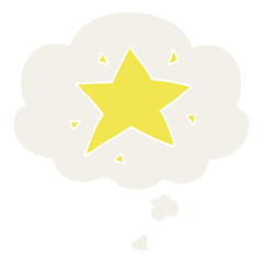 cartoon star and thought bubble in retro style