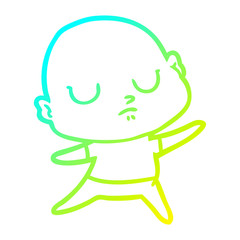 cold gradient line drawing cartoon bald man