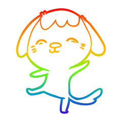 Obraz premium rainbow gradient line drawing happy cartoon dancing dog