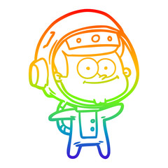 rainbow gradient line drawing happy astronaut cartoon