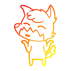 warm gradient line drawing cartoon fox