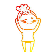 warm gradient line drawing cartoon woman
