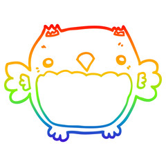 rainbow gradient line drawing cartoon owl