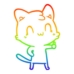 rainbow gradient line drawing cartoon happy cat
