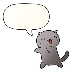 cartoon cat and speech bubble in smooth gradient style