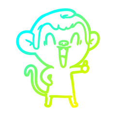 cold gradient line drawing cartoon laughing monkey