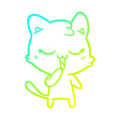 cold gradient line drawing happy cartoon cat