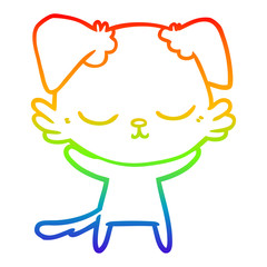 rainbow gradient line drawing cute cartoon dog