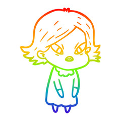 rainbow gradient line drawing cartoon stressed woman