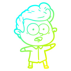 cold gradient line drawing cartoon staring man