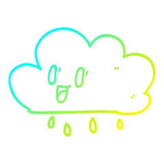 cold gradient line drawing cartoon happy grey cloud