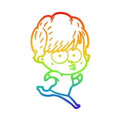 rainbow gradient line drawing cartoon woman