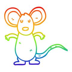 rainbow gradient line drawing cartoon mouse